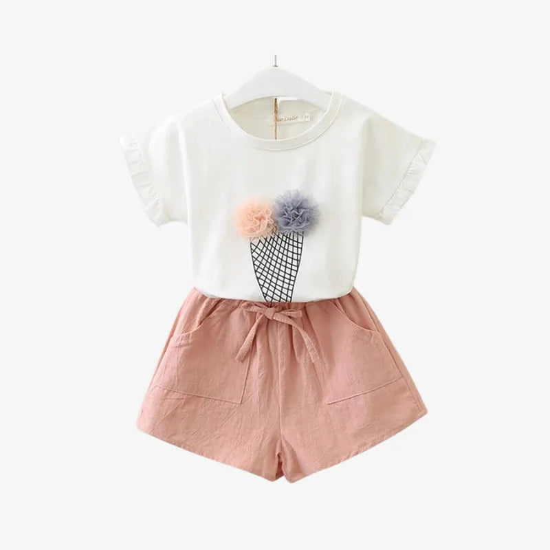 Roupas Infantil Meninas Camiseta + Short - Loja Conjunto Infantil