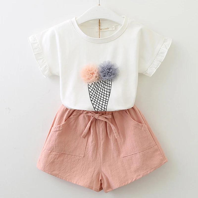 Roupas Infantil Meninas Camiseta + Short - Loja Conjunto Infantil