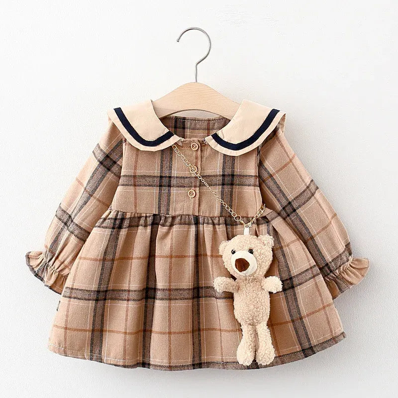 Vestido_para_Bebes_xadrez_Bege_Loja_Conjunto_Infantil