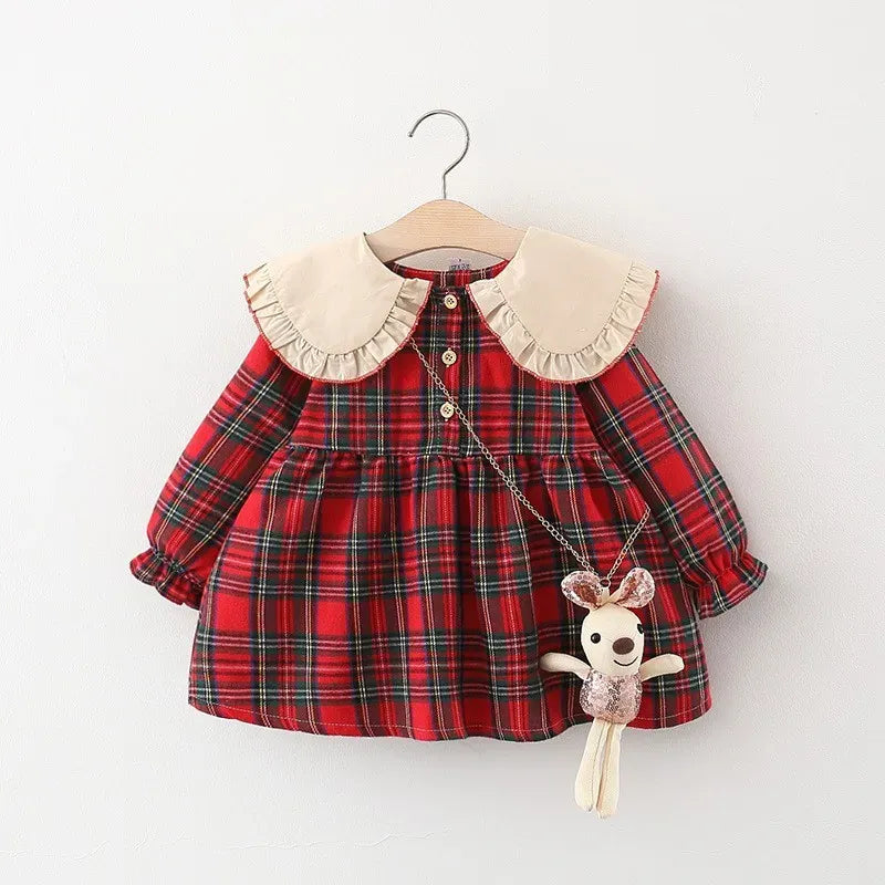 Vestido para Bebes xadrez para Aniversário Silhueta A-line