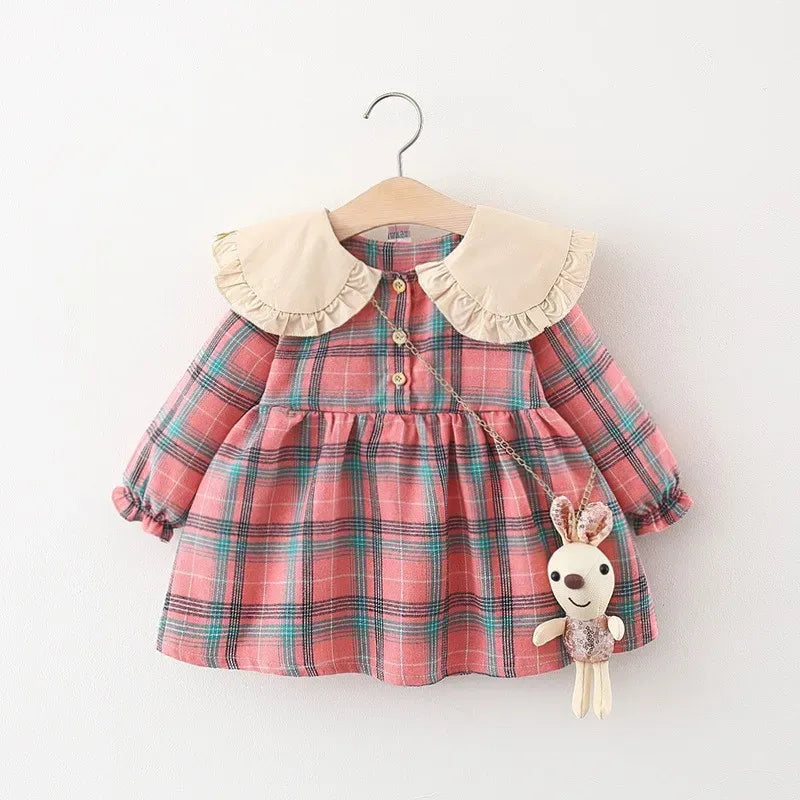 Vestido para Bebes xadrez para Aniversário Silhueta A-line
