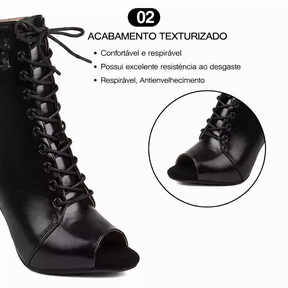 Bota Feminina De Dança Com Cadarço e Salto Fino Tendência