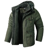 Jaqueta Masculina Tática com Capuz Forro Fleece e Bolsos