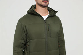 Jaqueta Masculina Térmica de Nylon Ripstop com Estampa Xadrez