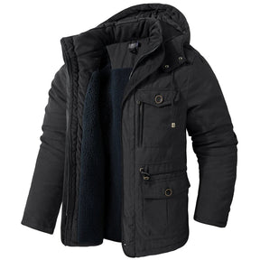 Jaqueta Masculina Tática com Capuz Forro Fleece e Bolsos - (Promoção de Inverno 2026)