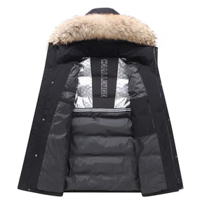 Jaqueta Masculina Longa com Capuz Peluciado – (Promoção de Inverno 2026)