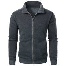 Jaqueta Masculina Esportiva Casual com Zíper e Gola Alta em Cor Sólida