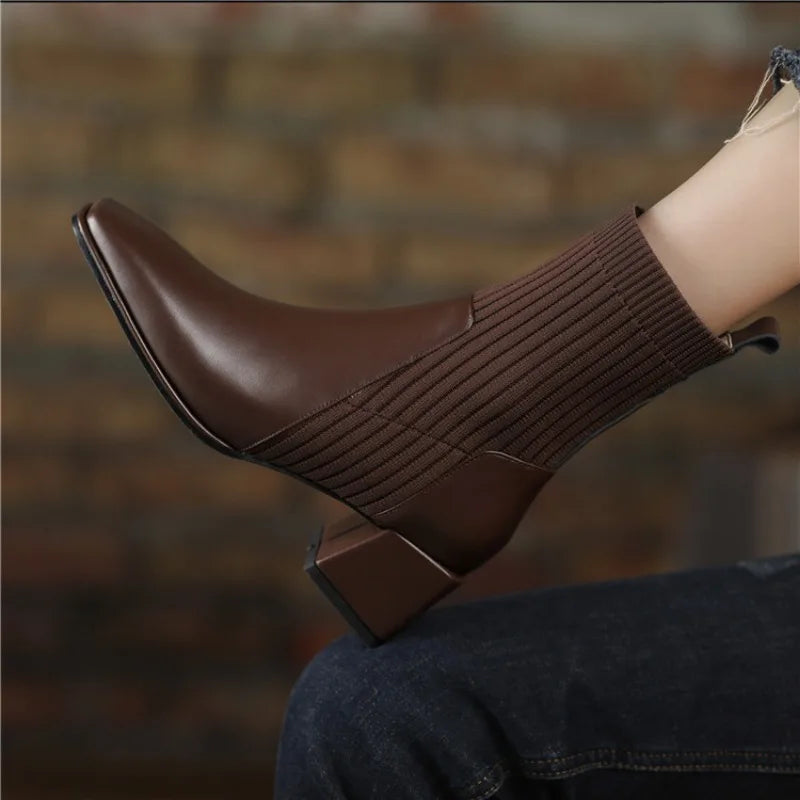 Bota de Couro Salto Bloco Euphoric