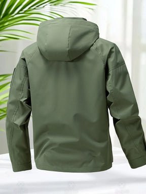 Jaqueta Masculina Impermeável com Capuz e Zíper — Corta-Vento Leve