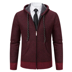 Jaqueta Masculina Cardigan com Gola Dobrável Forro Fleece Estilo Vintage