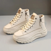 Tênis Feminino Plataforma com Design Vulcanizado Respirável Estilo Casual