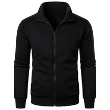 Jaqueta Masculina Esportiva Casual com Zíper e Gola Alta em Cor Sólida