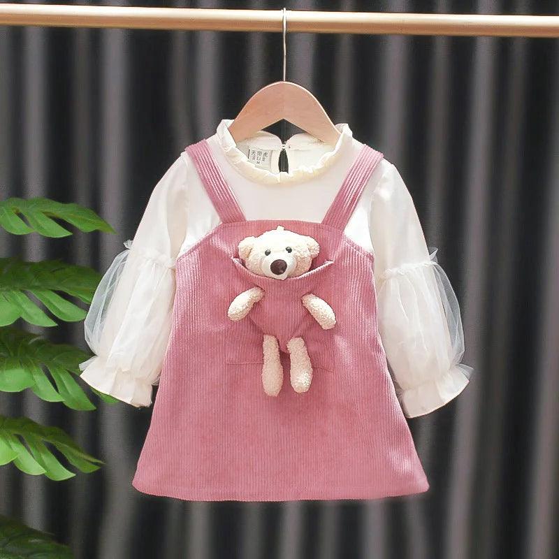 Vestido Infantil Menina Bolso Urso - Loja Conjunto Infantil