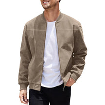 Jaqueta Masculina com Zíper e Gola Alta Casual Retrô