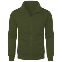 Jaqueta Masculina Esportiva Casual com Zíper e Gola Alta em Cor Sólida