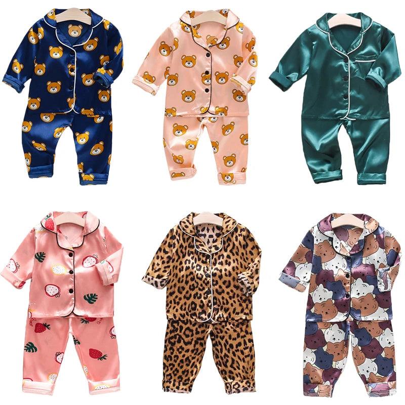 Pijamas Infantil de Cetim Meninos e Meninas - Loja Conjunto Infantil