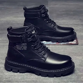 Bota Masculina de Cano Alto Estilo Motoqueiro Impermeável com Design Casual