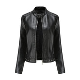 Jaqueta Feminina Estilo Punk Rock com Gola Alta