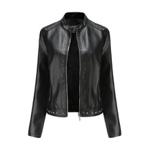 Jaqueta Feminina Estilo Punk Rock com Gola Alta