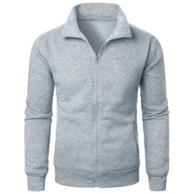 Jaqueta Masculina Esportiva Casual com Zíper e Gola Alta em Cor Sólida