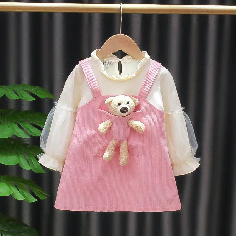 Vestido Infantil Menina Bolso Urso - Loja Conjunto Infantil