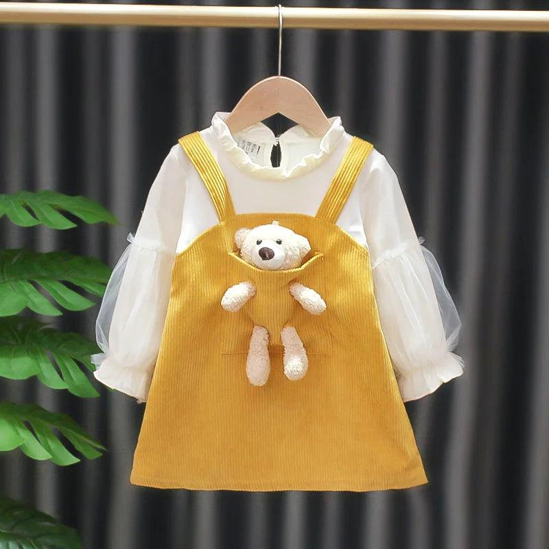 Vestido Infantil Menina Bolso Urso - Loja Conjunto Infantil