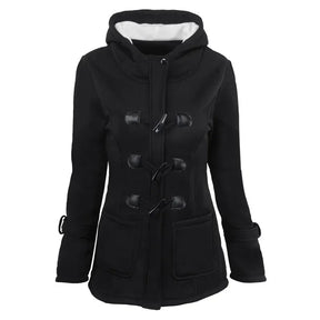 Casaco Feminino Básico com Capuz e Zíper - Sobretudo Casual para Outono/Inverno - (Promoção de Inverno 2025)