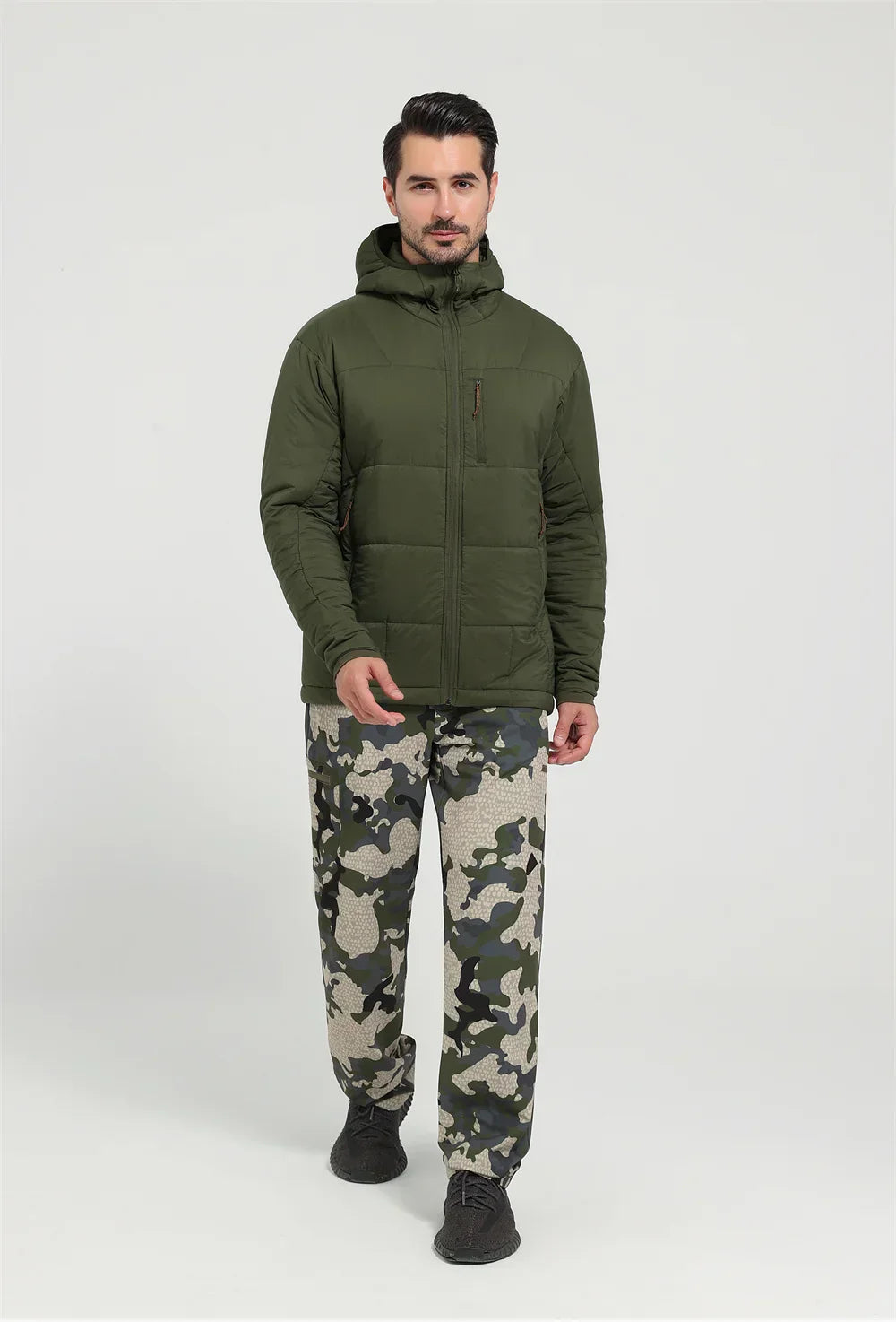Jaqueta Masculina Térmica de Nylon Ripstop com Estampa Xadrez