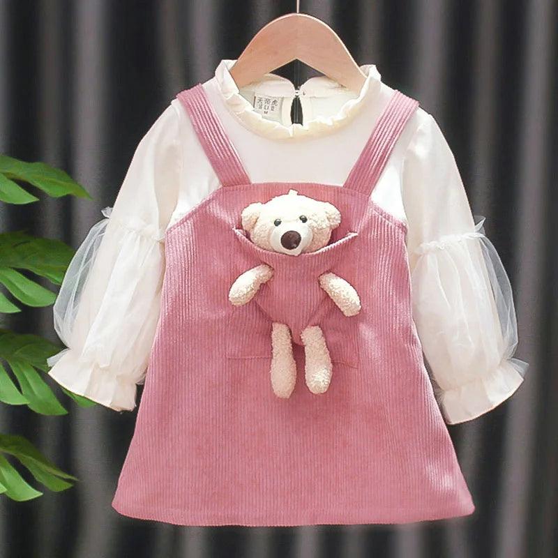 Vestido Infantil Menina Bolso Urso - Loja Conjunto Infantil