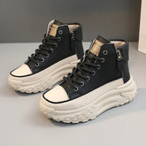 Tênis Feminino Plataforma com Design Vulcanizado Respirável Estilo Casual