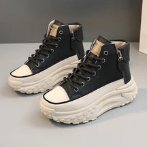 Tênis Feminino Plataforma com Design Vulcanizado Respirável Estilo Casual