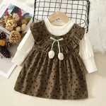 Vestido_Infantil_Marrom_casual_de_aniversario_Conjunto_infantil