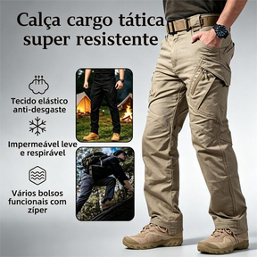 (Compre 1 Leve 2) Calça Tática Masculina Cargo Militar com 8 Bolsos, Resistente à Água e Desgaste