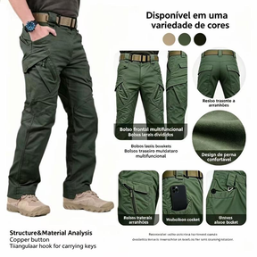 (Compre 1 Leve 2) Calça Tática Masculina Cargo Militar com 8 Bolsos, Resistente à Água e Desgaste
