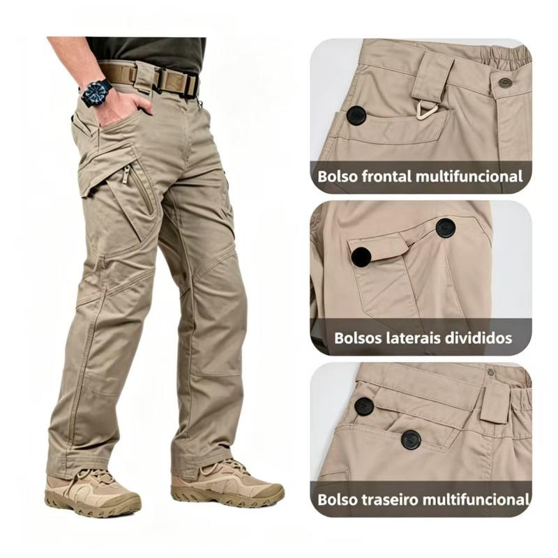 (Compre 1 Leve 2) Calça Tática Masculina Cargo Militar com 8 Bolsos, Resistente à Água e Desgaste