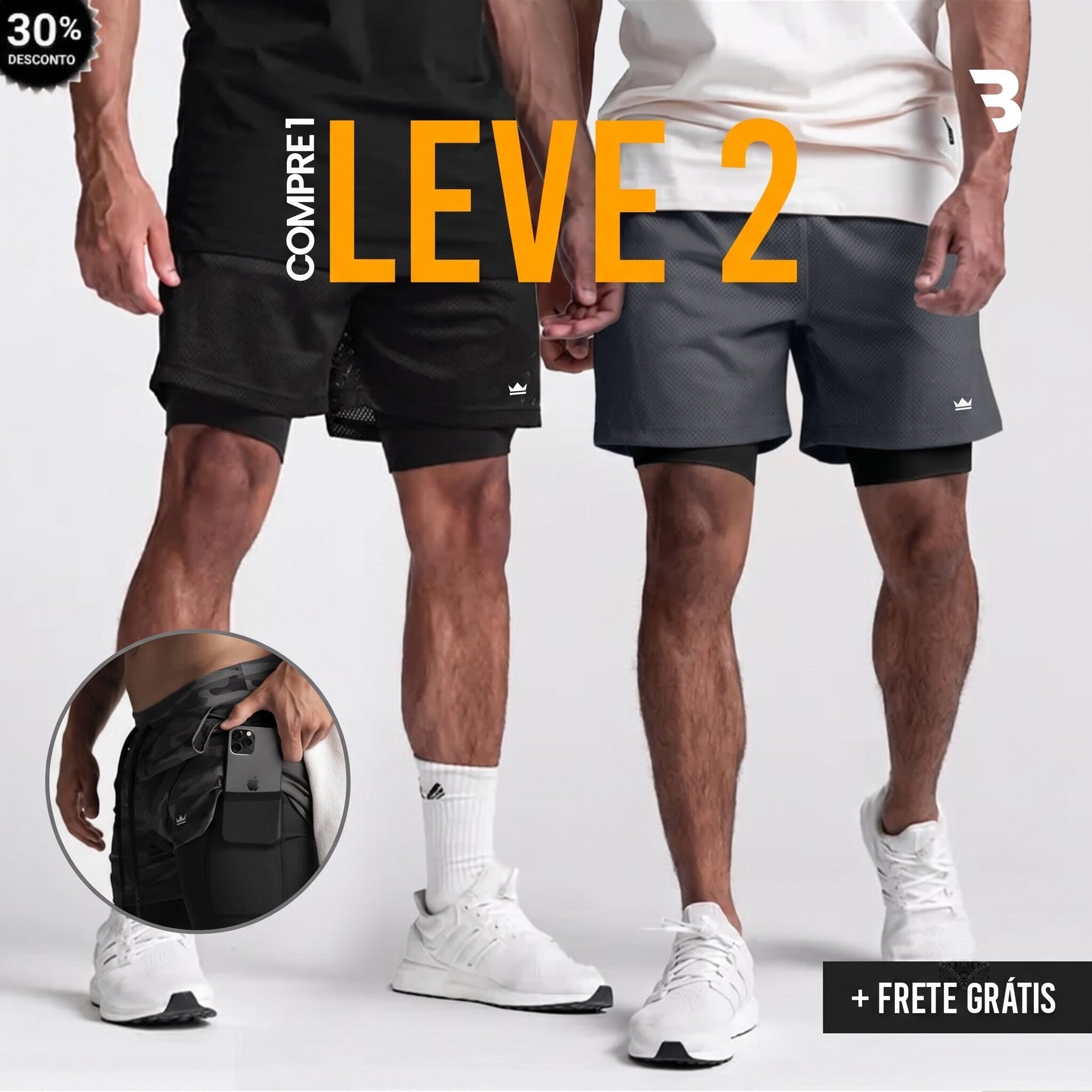 Shorts Dry-Fit™ de Compressão CJ - COMPRE 1 LEVE 2