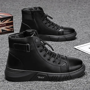 Bota Masculina de Cano Alto Estilo Motoqueiro Impermeável com Design Casual