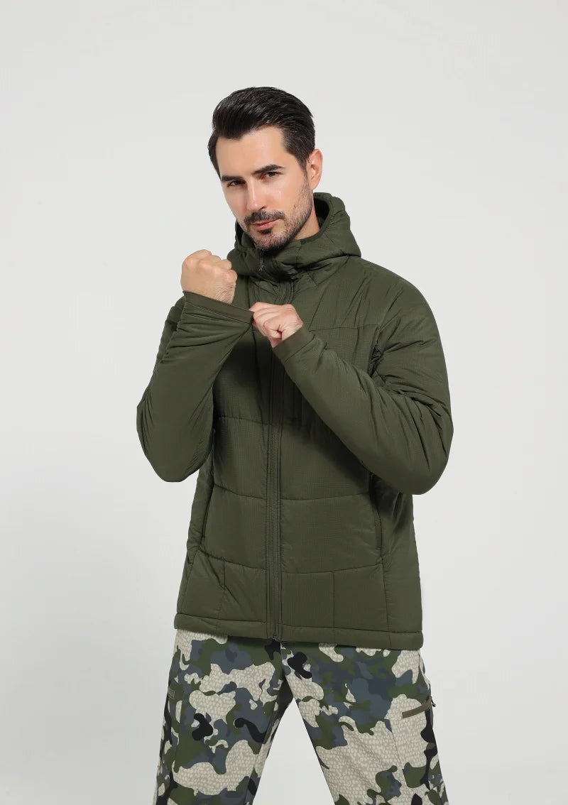 Jaqueta Masculina Térmica de Nylon Ripstop com Estampa Xadrez