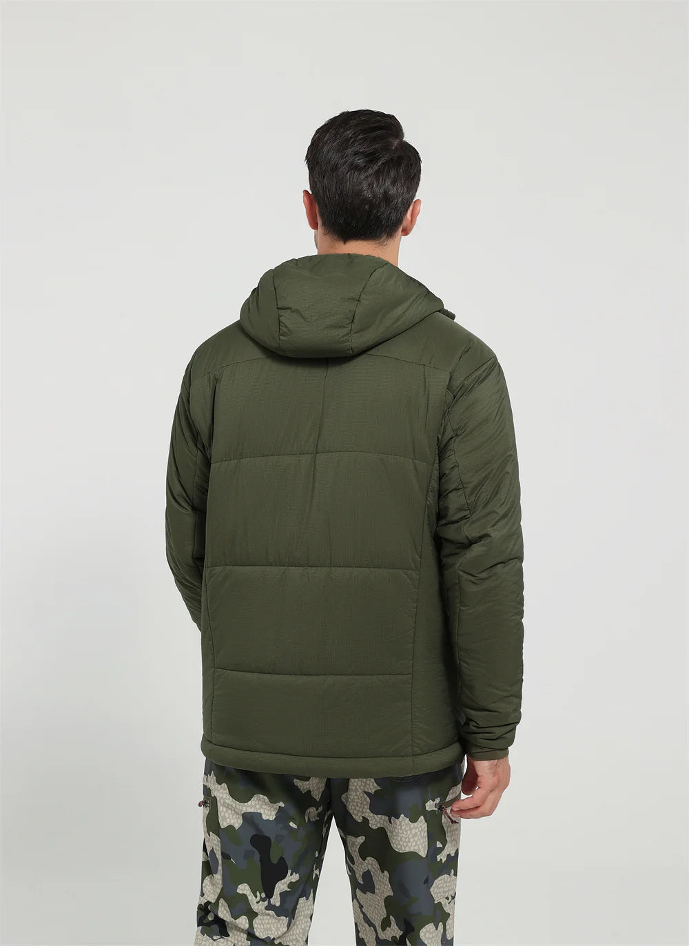 Jaqueta Masculina Térmica de Nylon Ripstop com Estampa Xadrez