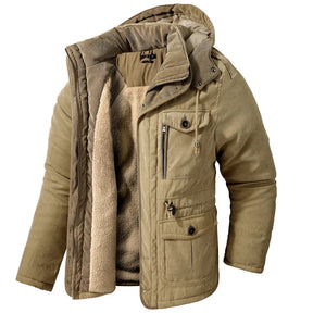 Jaqueta Masculina Tática com Capuz Forro Fleece e Bolsos - (Promoção de Inverno 2026)