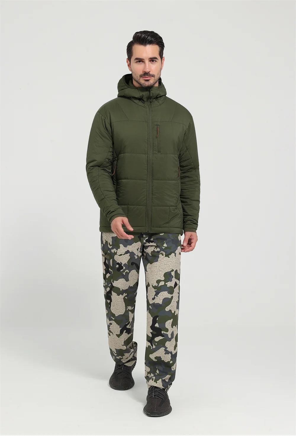 Jaqueta Masculina Térmica de Nylon Ripstop com Estampa Xadrez