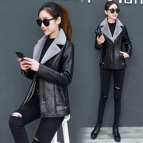 Jaqueta Feminina Oversized com Forro Peluciado e Gola Dobrável