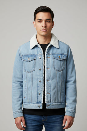 Jaqueta Jeans Masculina Inverno com Lã Interna